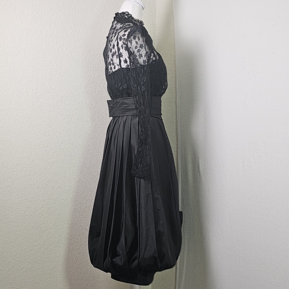 Vintage The Gilberts for Tally NY Black Lace & Taffeta Bubble Hem Cocktail Dress - Picture 6 of 16